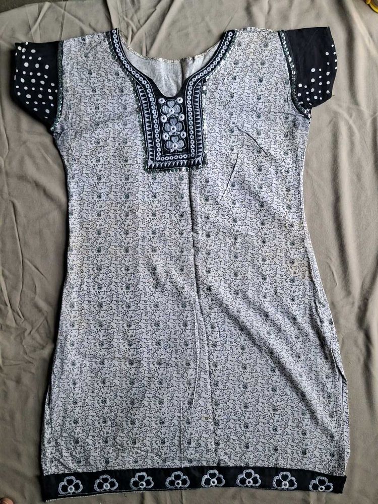 Grey Floral Kurta