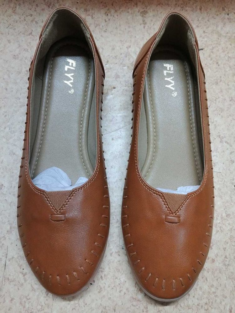 Brown Casual Flat Ballerina Shoes