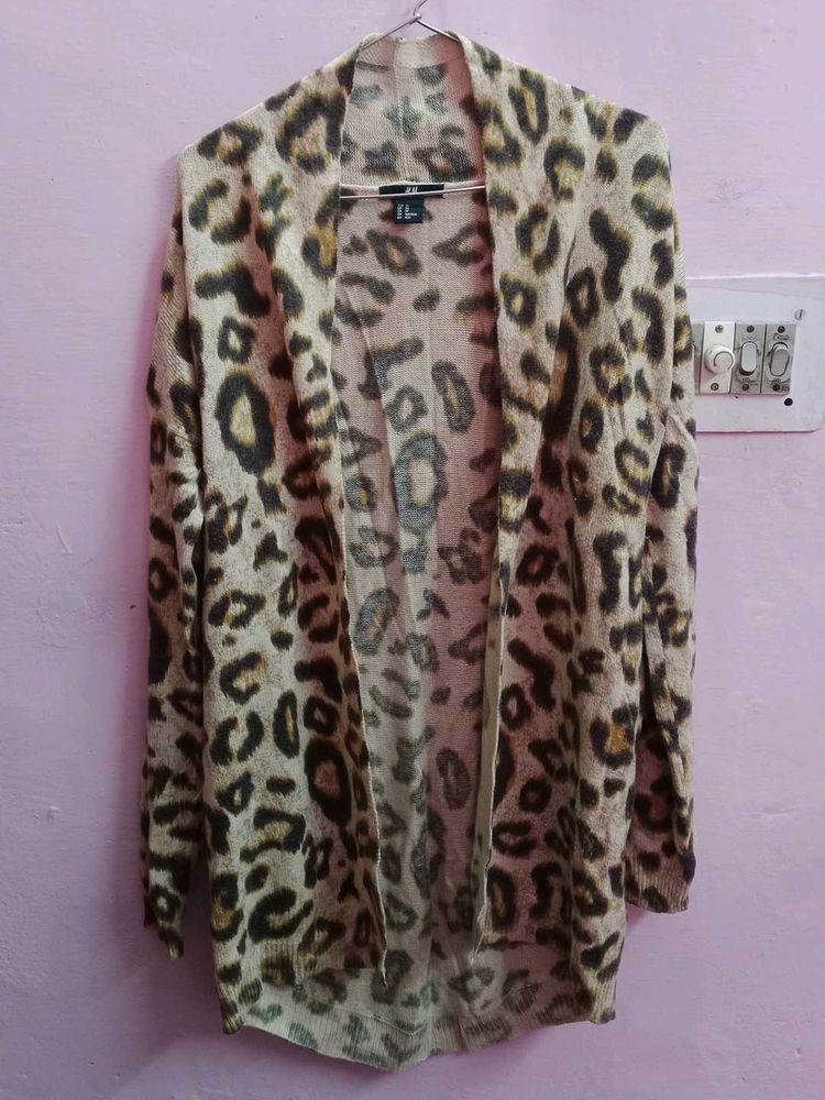 H&amp;M Leopard Print Front Open Cardigan