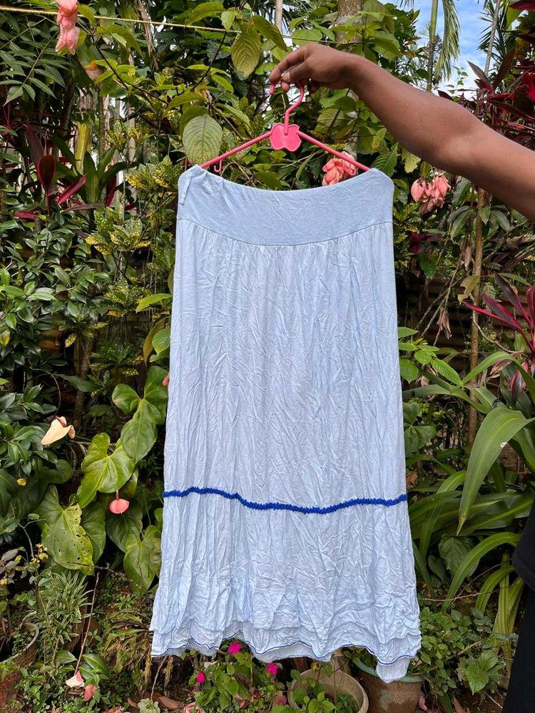 Light Blue Tiered Maxi Skirt