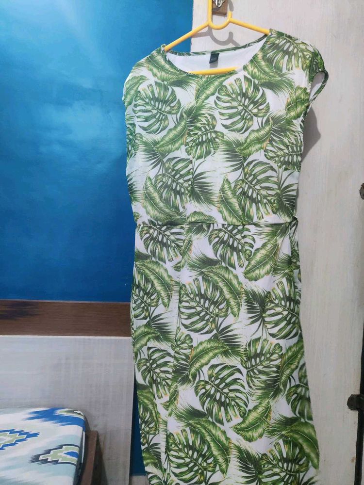 Tropical Leaf Print Dress