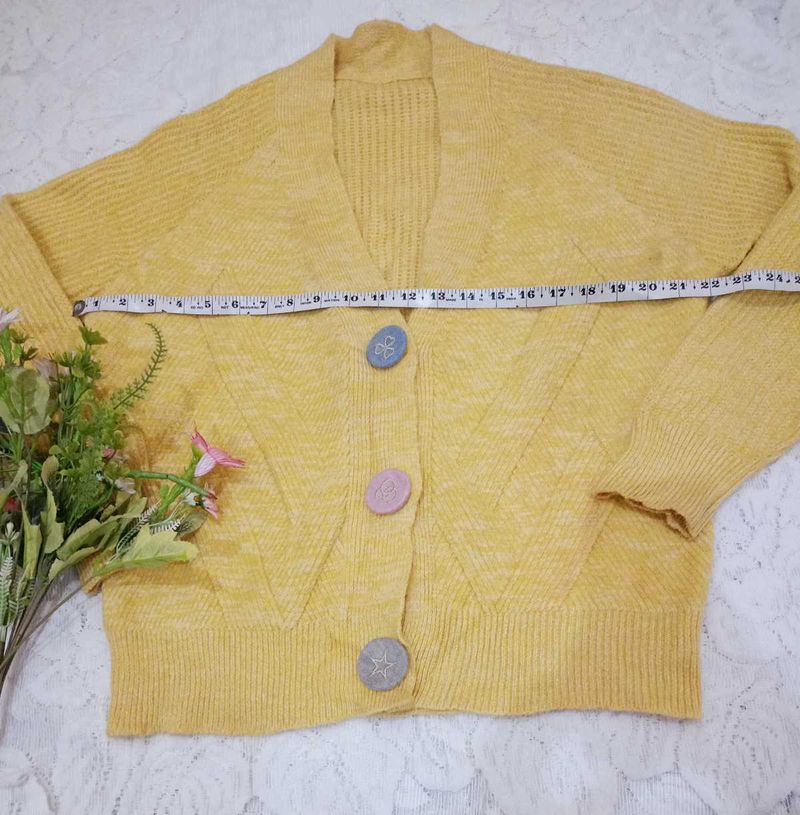 Cute Yellow Knit Cardigan