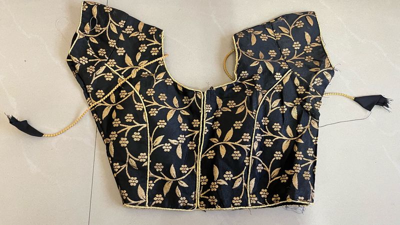 Elegant Black &amp; Gold Embroidered Blouse