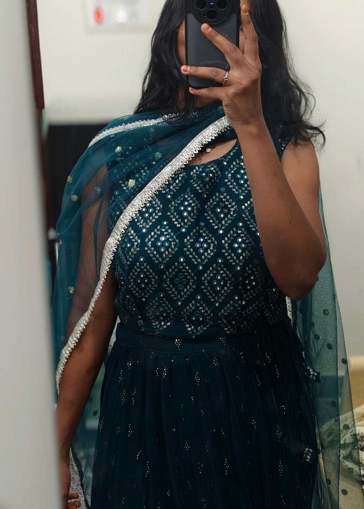 Embroidered Teal Lehenga Choli