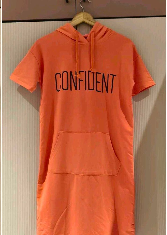 Orange Hooded "Confident" Dress