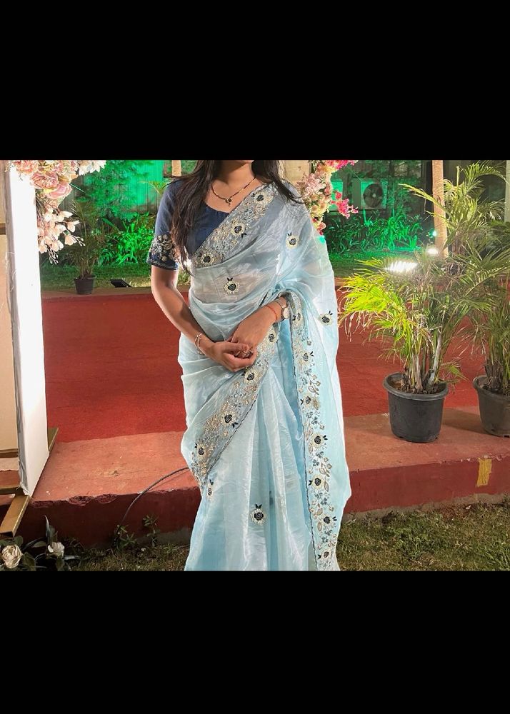 Beautiful Blue Embroidered Saree