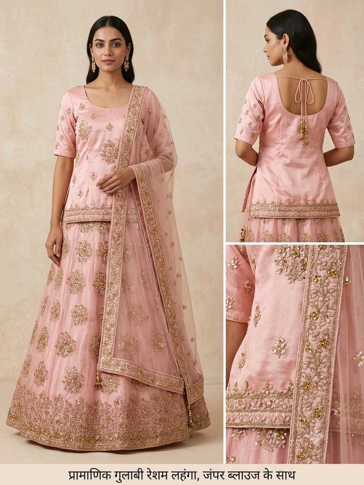 Stunning Pink Embroidered Lehenga Set