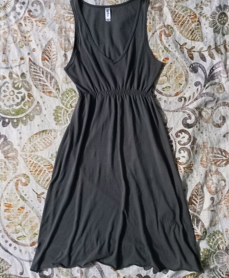 Grey V-neck High Waist Mini Dress