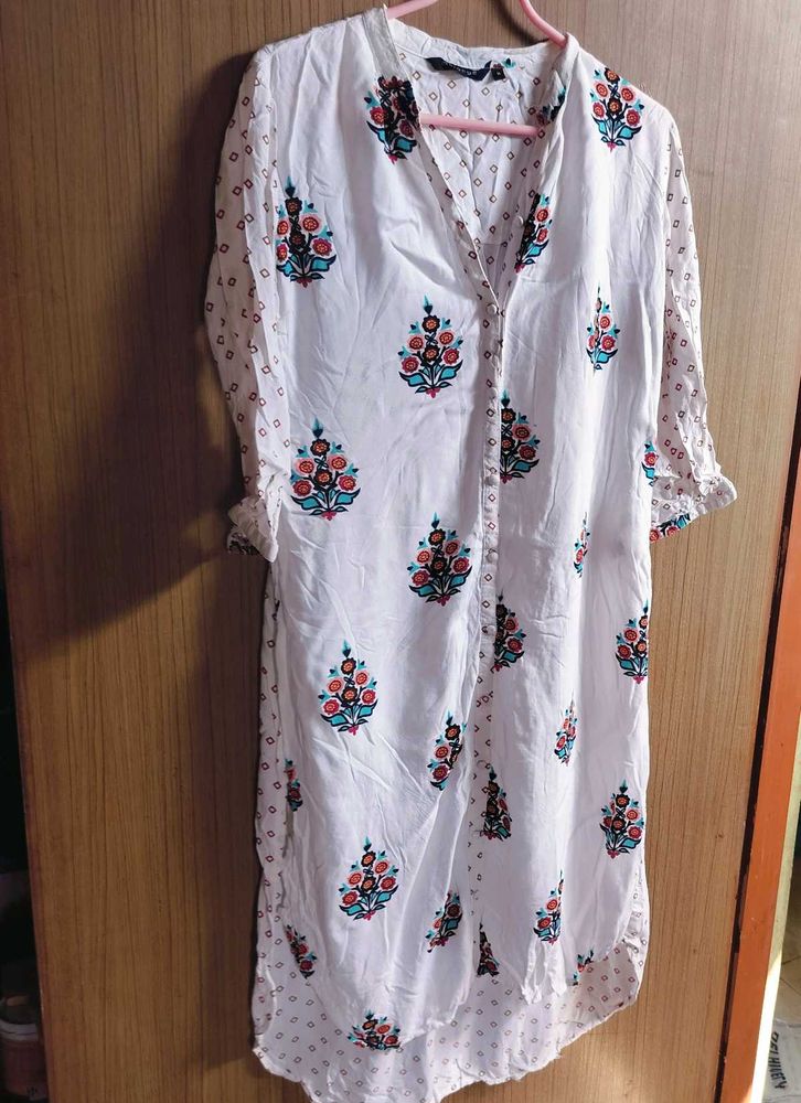 Melange White Kurta with Diamond Print