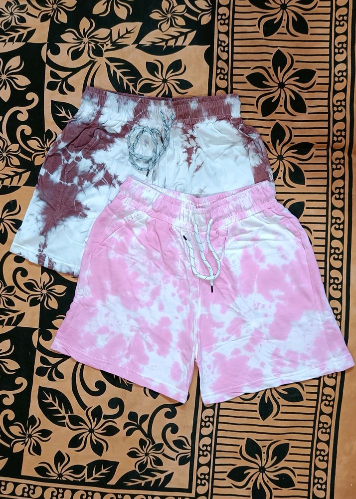 Tie Dye Cotton Shorts | Free Size 30 to 38 inch
