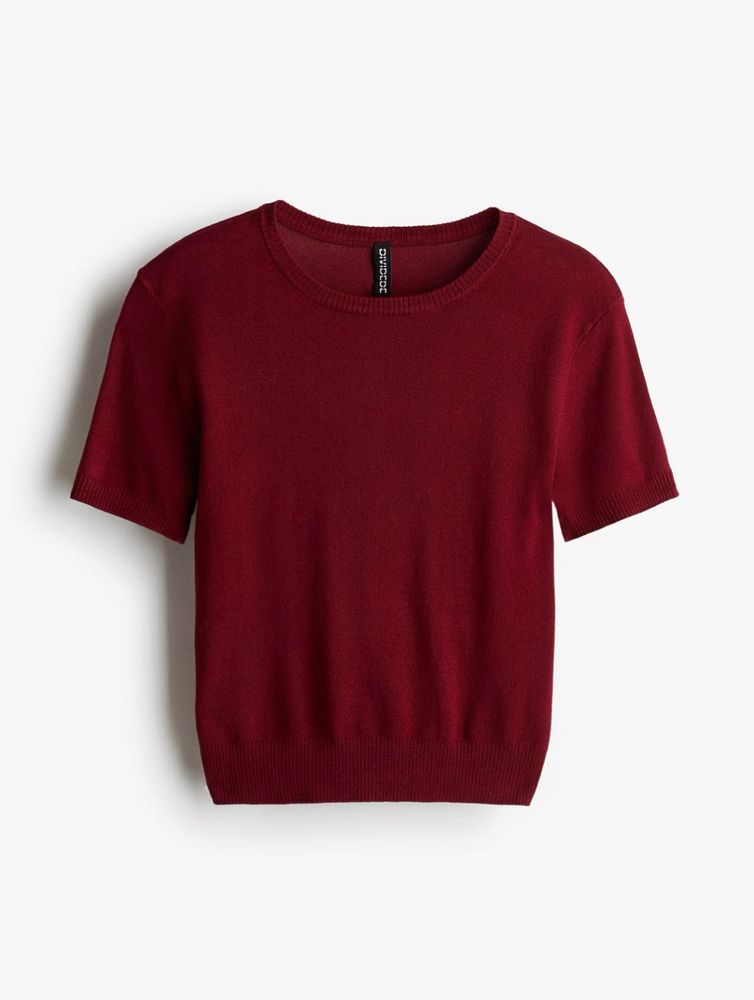 H&amp;M Maroon Short Sleeve Knit Top