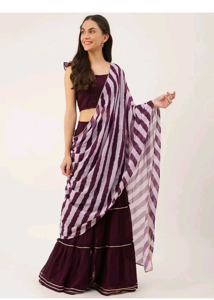 Elegant Purple Tiered Lehenga Choli Set