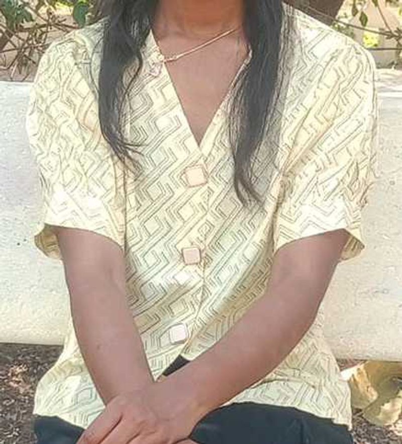 Light Yellow Button-Up Top