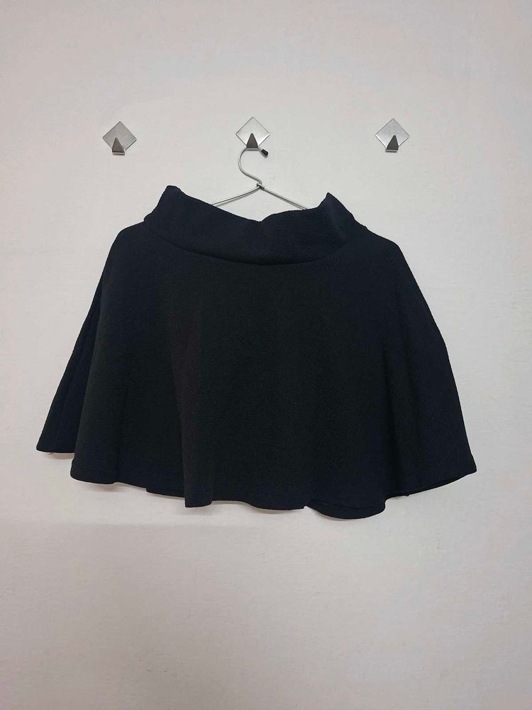 Black Mock Flared Skirt