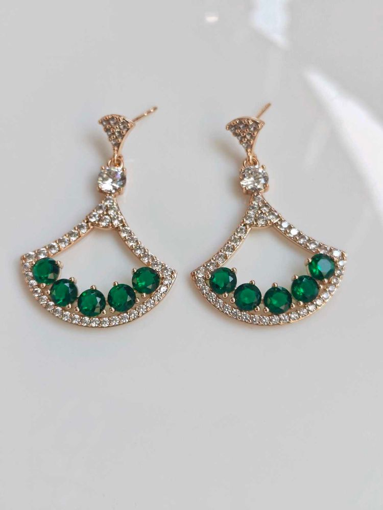 Emerald Green Fan Earrings