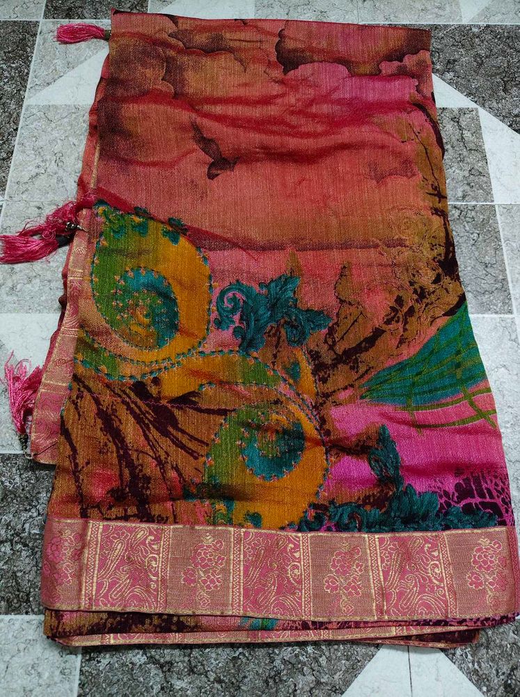 Vibrant Abstract Print Saree