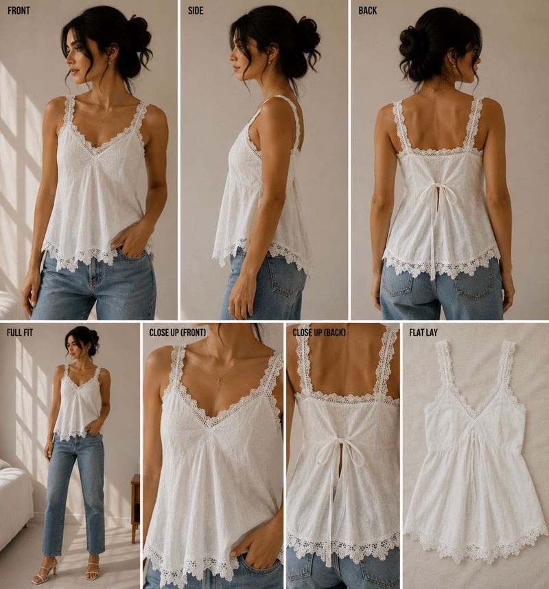Embroidered White Cami Top