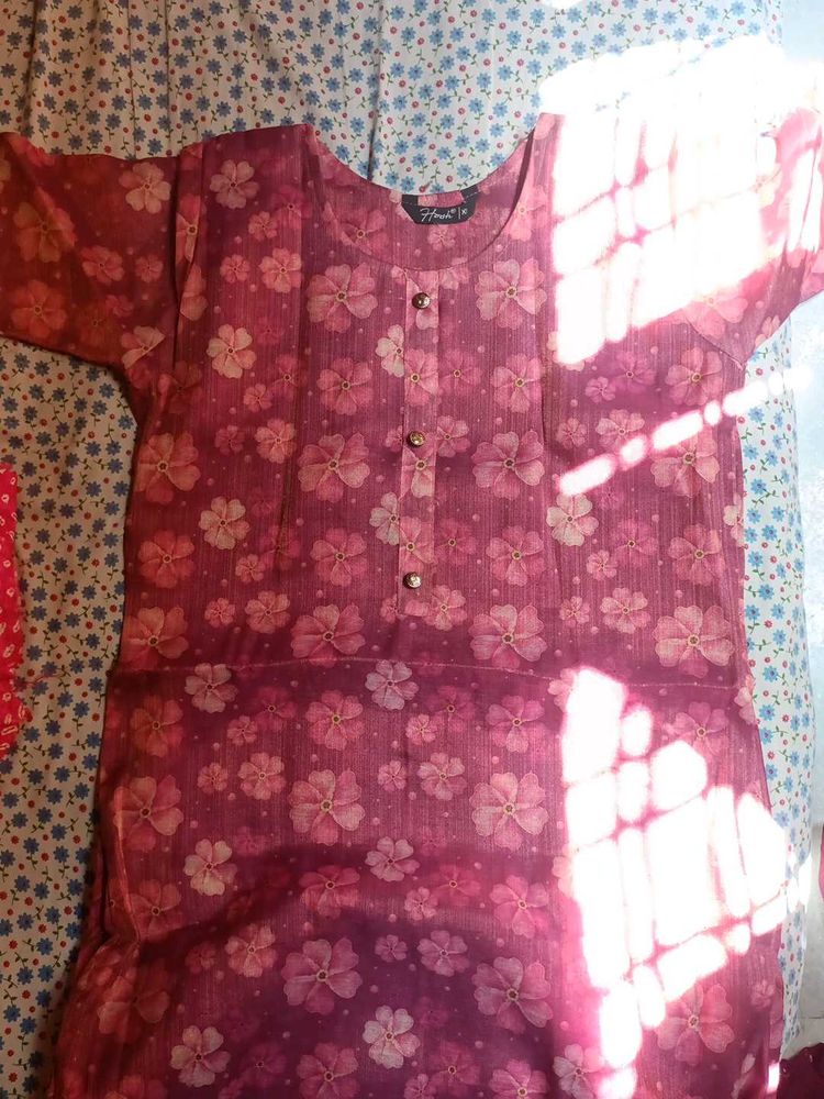 Women's Pink Floral Kurta