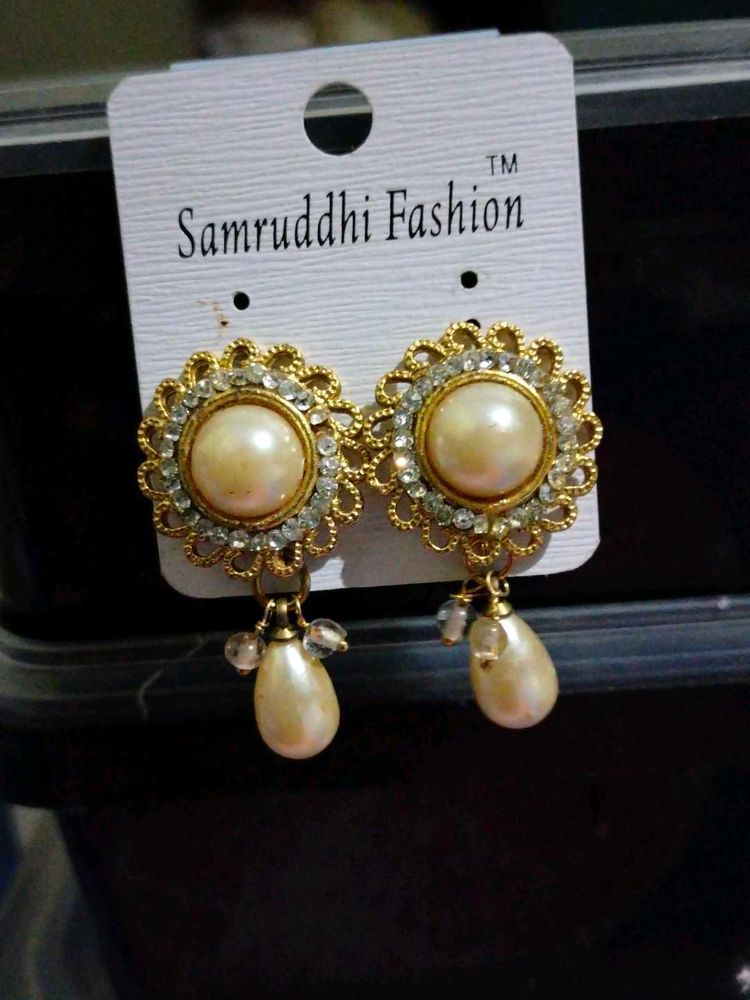 Elegant Pearl &amp; Stone Stud Earrings
