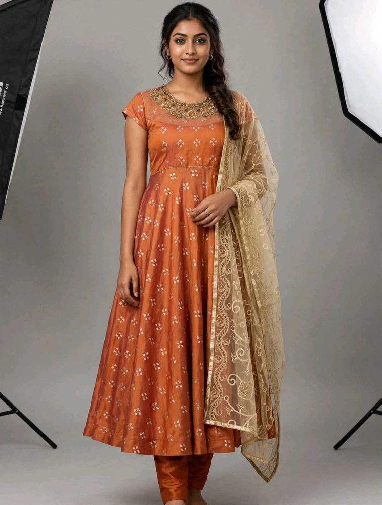 Elegant Orange Kurta Set with Dupatta