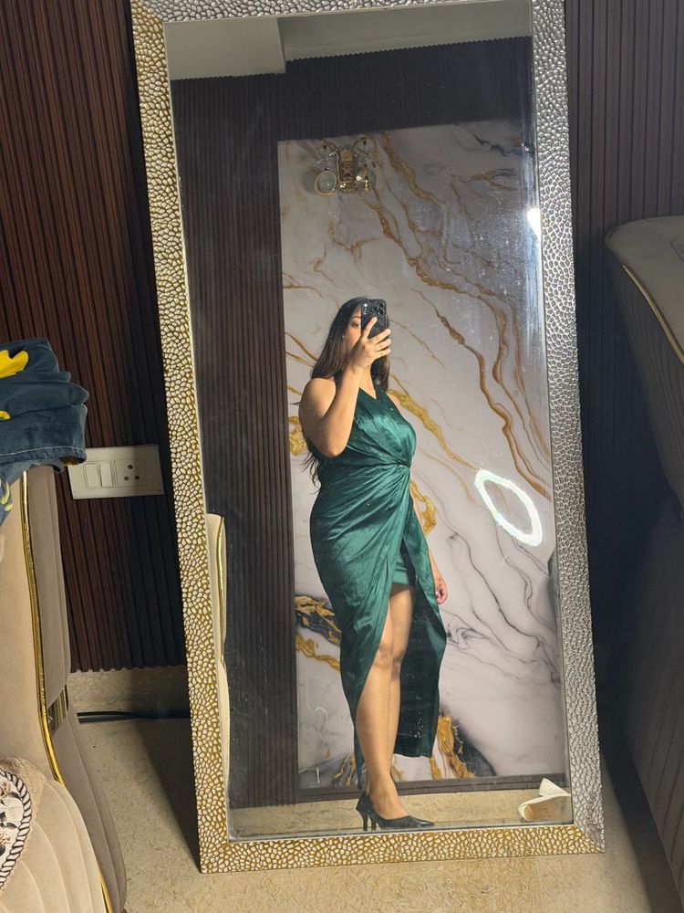 Elegant Emerald Green Wrap Dress