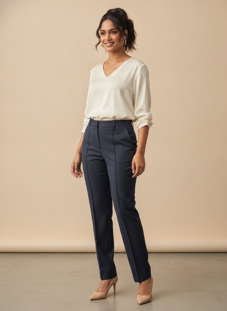 Women's Dark Blue Dress Pants- Stiched