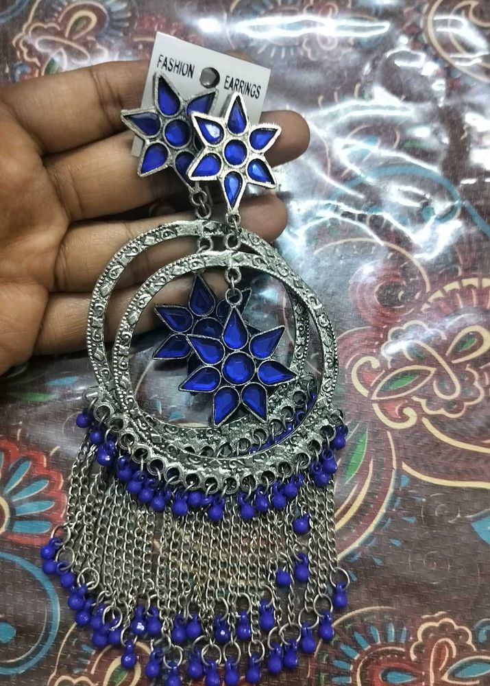 Boho Blue Star Dangle Earrings