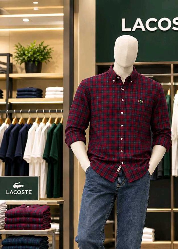 Lacoste Men's Plaid Button-Up Shirt