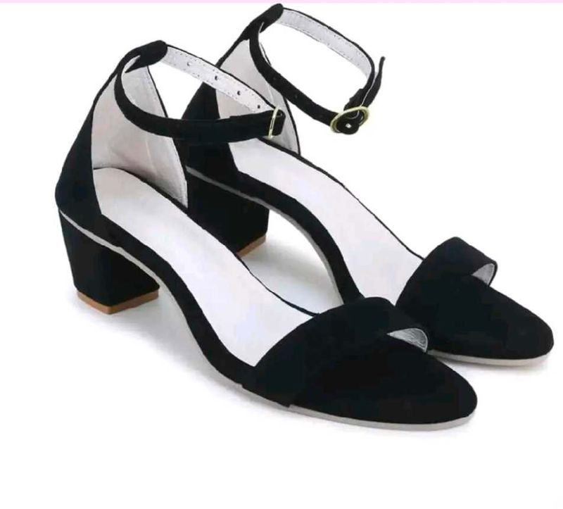 Stylish Black Suede Block Heels