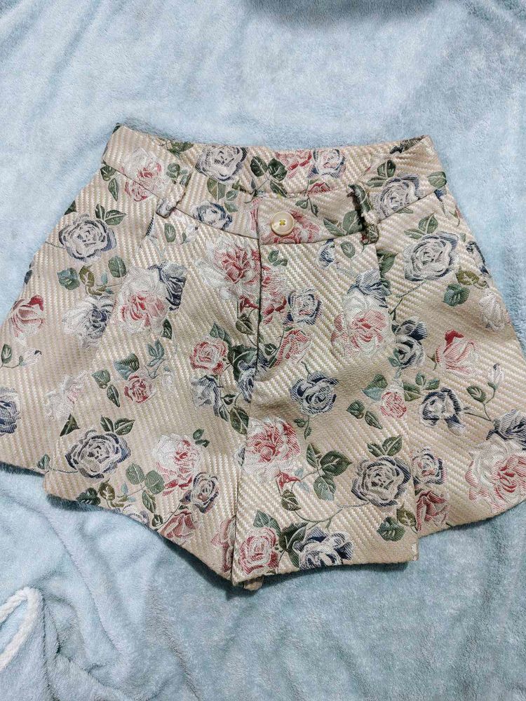 Floral Brocade Shorts