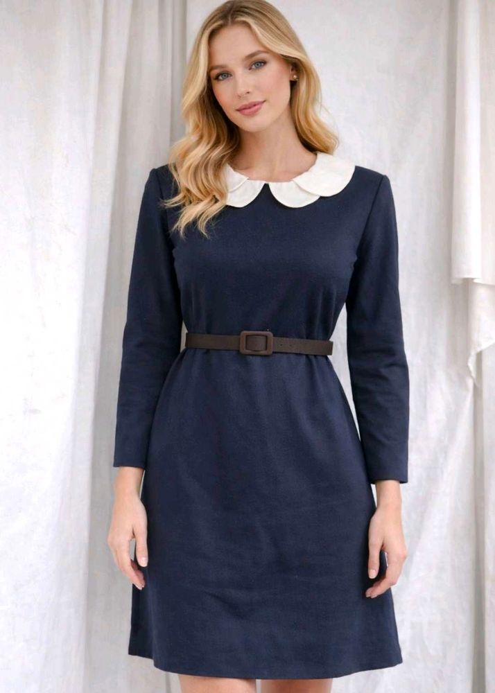 Chic Navy Peter Pan Collar Dress