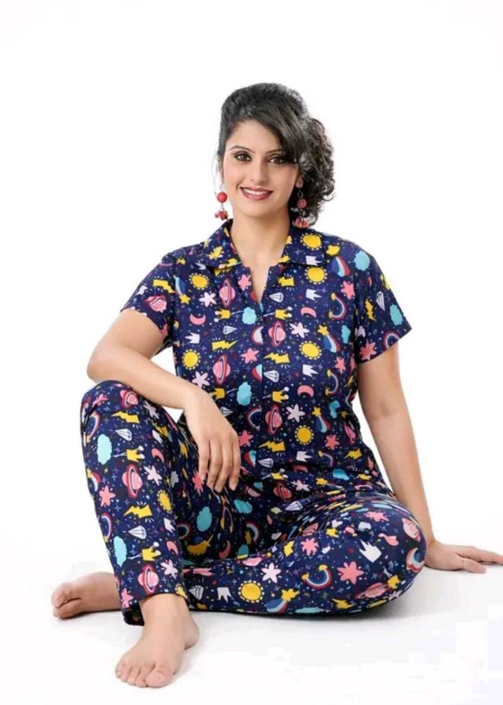 Cute Space Print Pajama Set