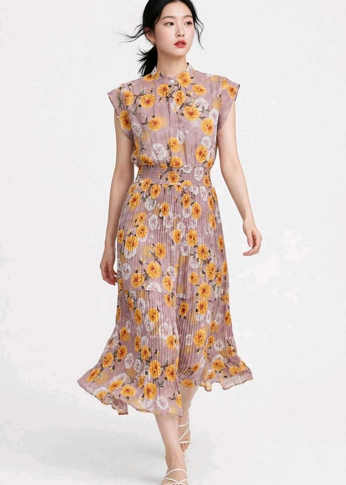 Korean imported Floral georgette dress