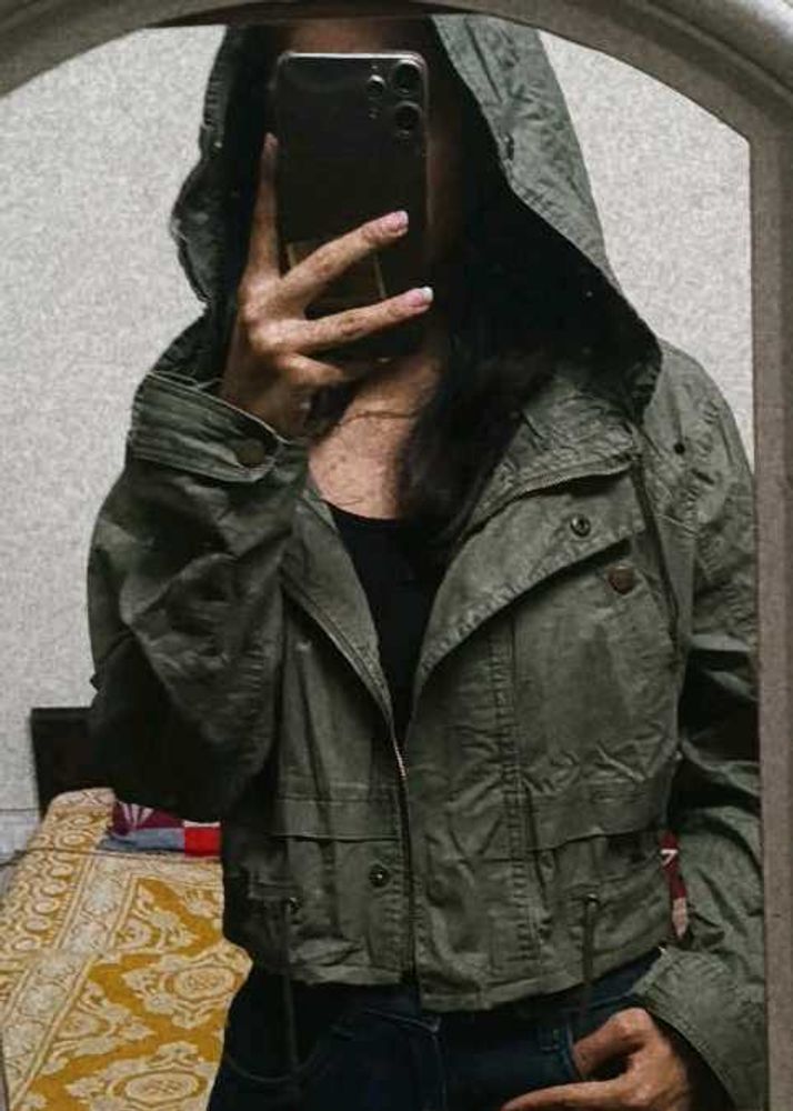 Olive Green Cropped Jacket