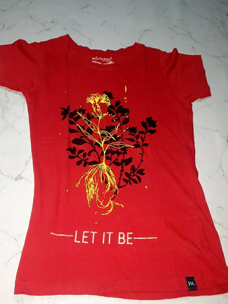Red "Let It Be" Graphic Tee 10" 12 y