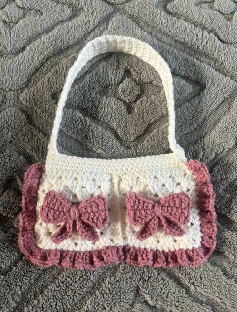 Handmade Crochet Purse with Bows