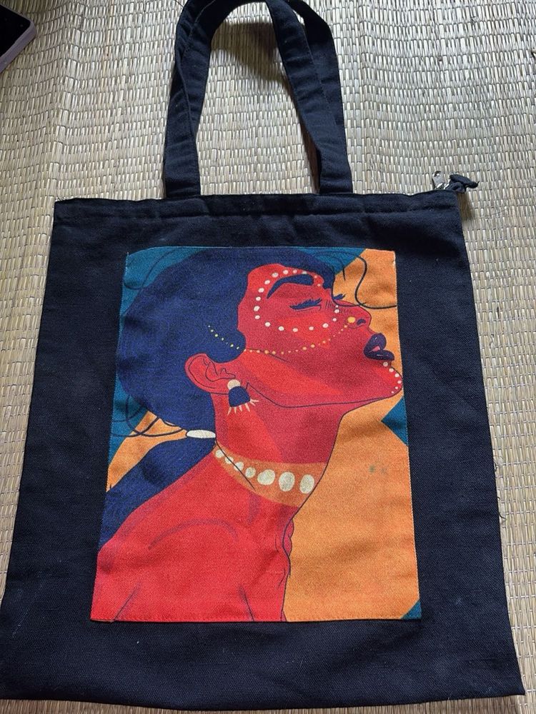Artistic Tote Bag with Vibrant Portrait