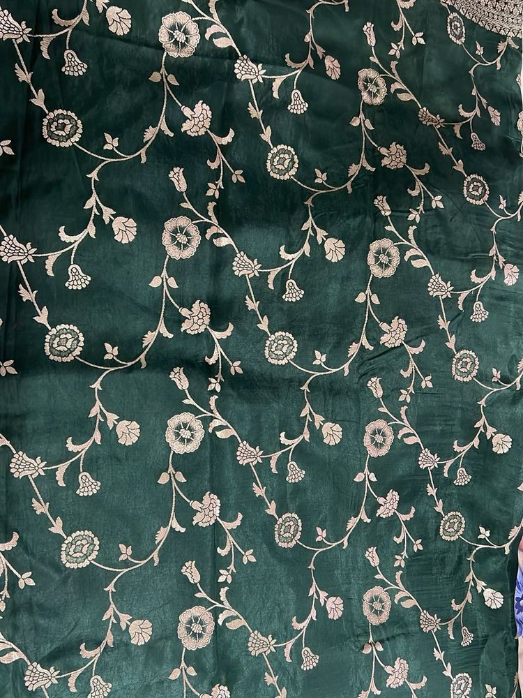 Elegant Embroidered Green Fabric