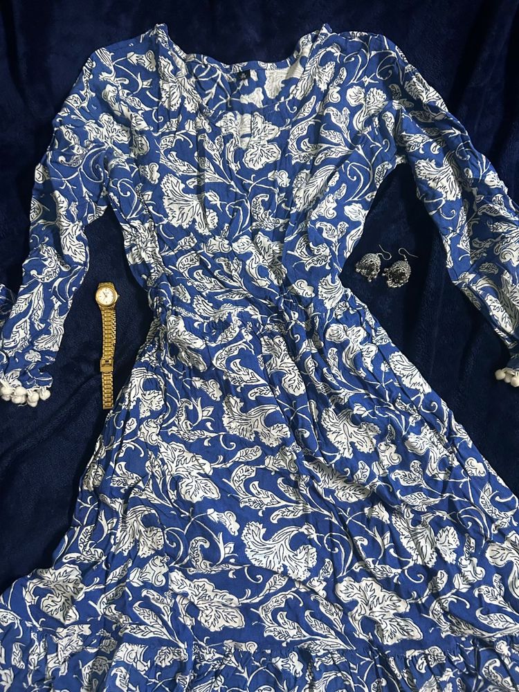 Boho Blue Floral Maxi Dress
