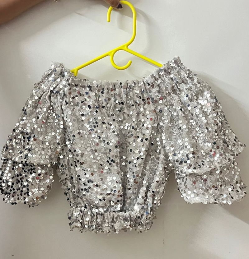 Sparkly Sequin Off-Shoulder Top