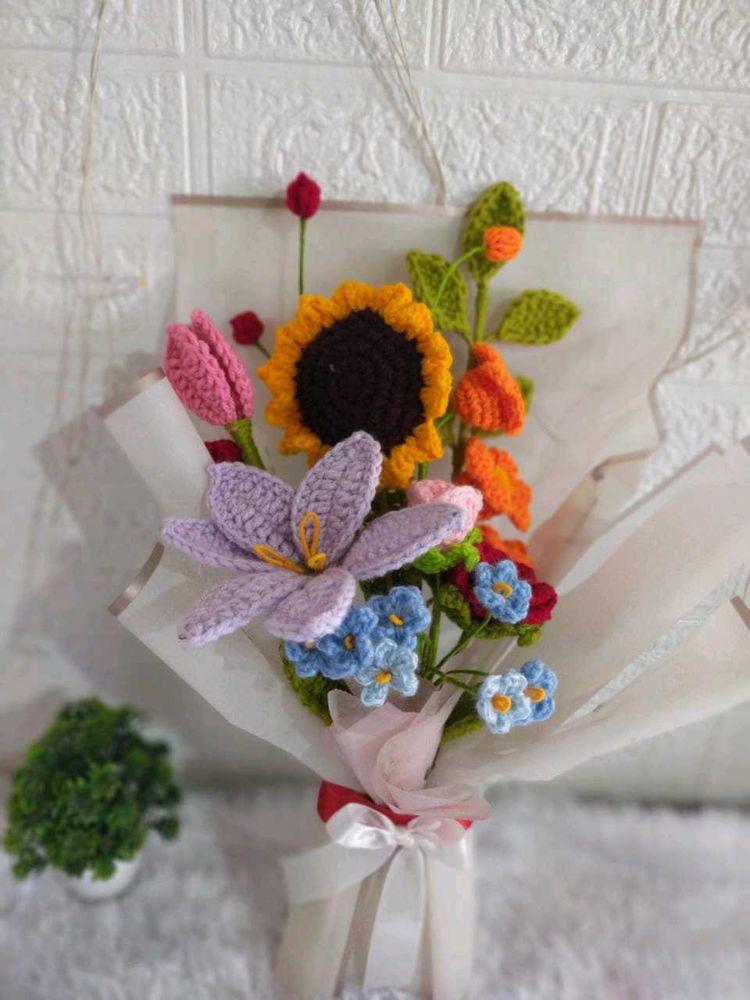 Handmade Crocheted Flower Bouquet
