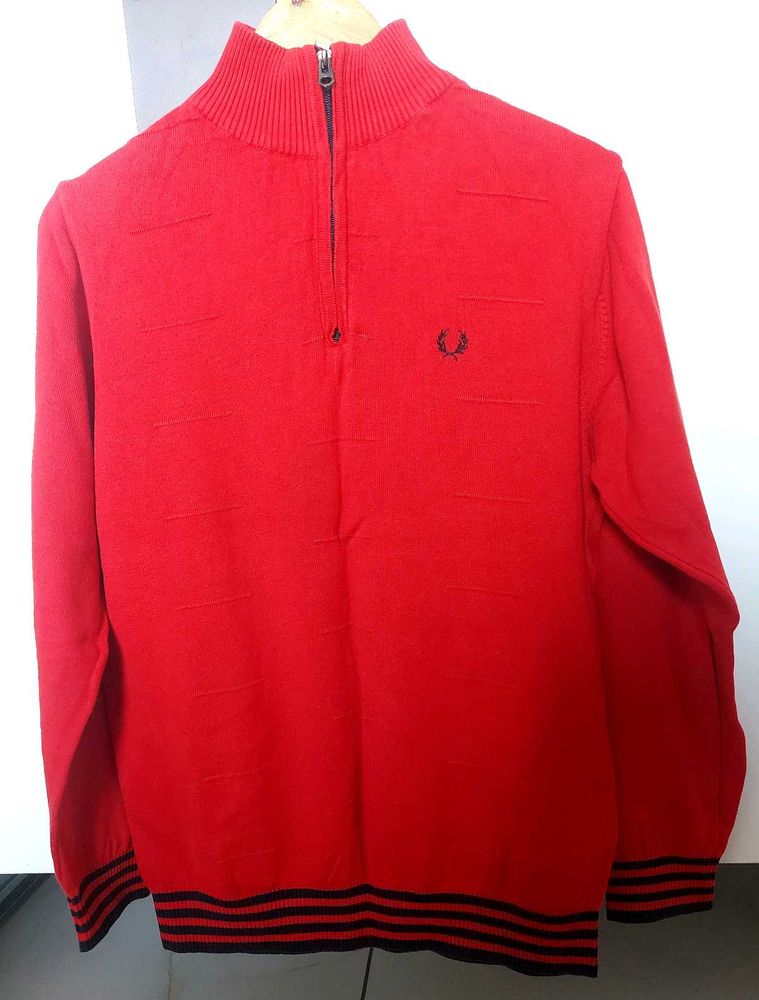 cobb Perry Red Quarter Zip Sweater