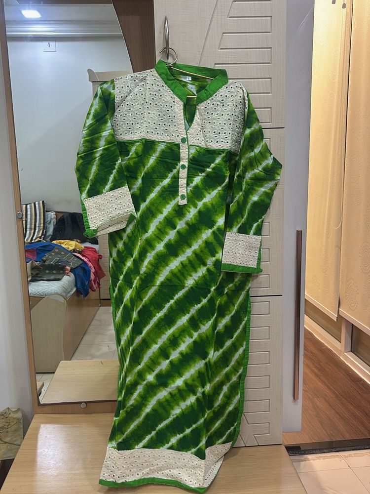 Vibrant Green Tie-Dye Kurta