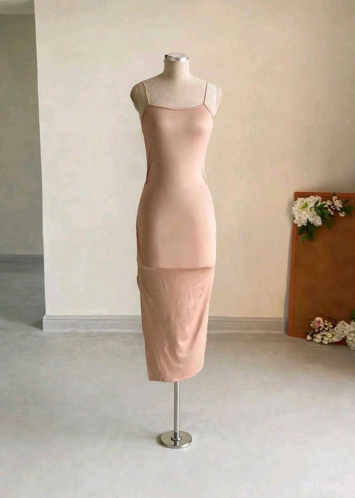 Sleek Nude Spaghetti Strap Dress