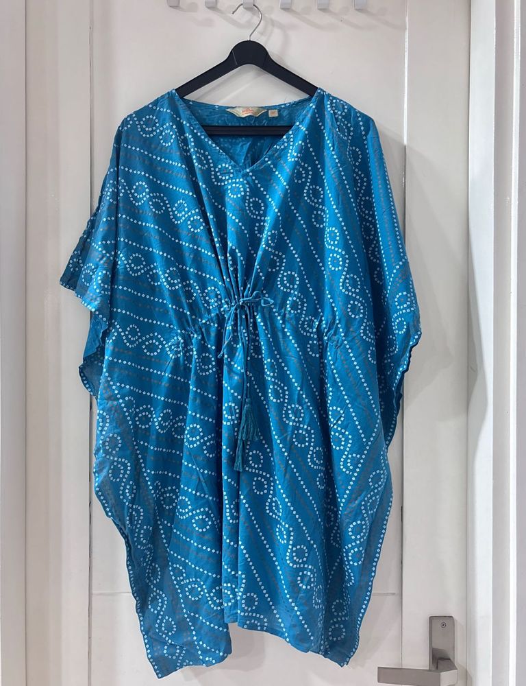 Teal Bandhani Print Kaftan Dress/Top