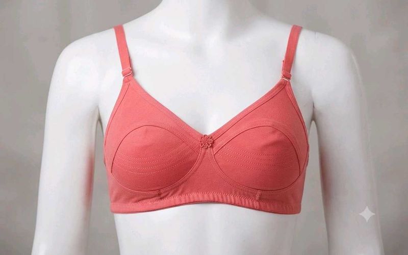 Coral Cotton Bra