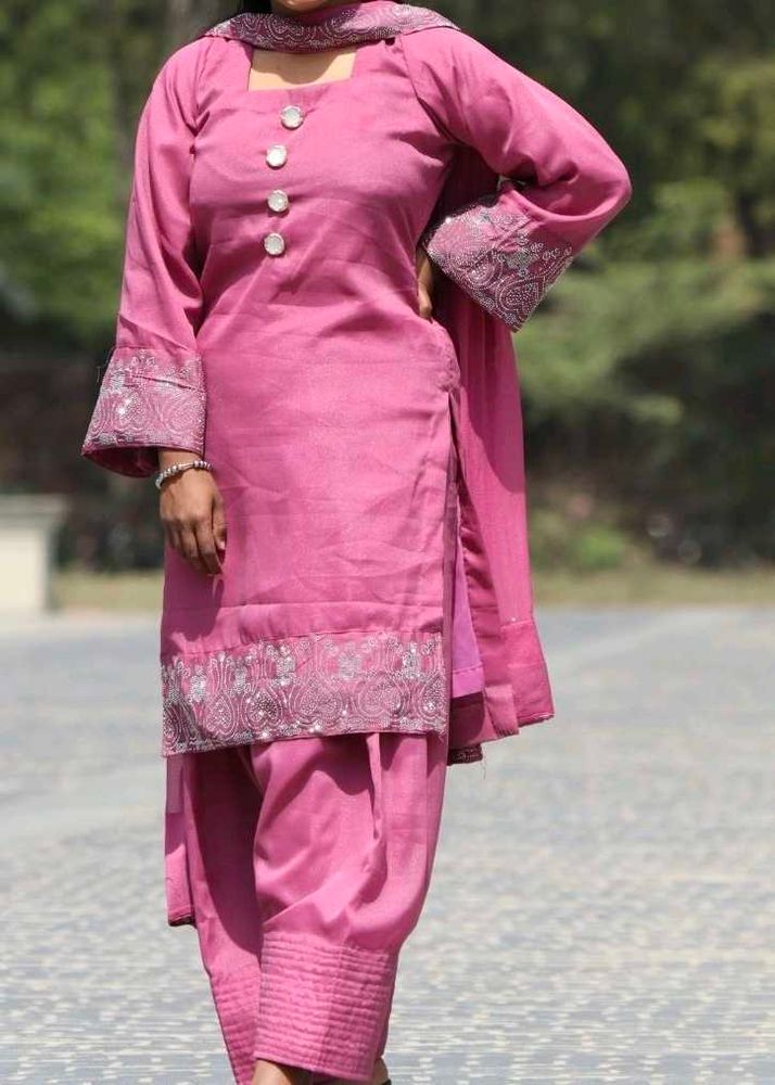 Beautiful Pink Suit &amp;Farshi Salwar with Dupatta
