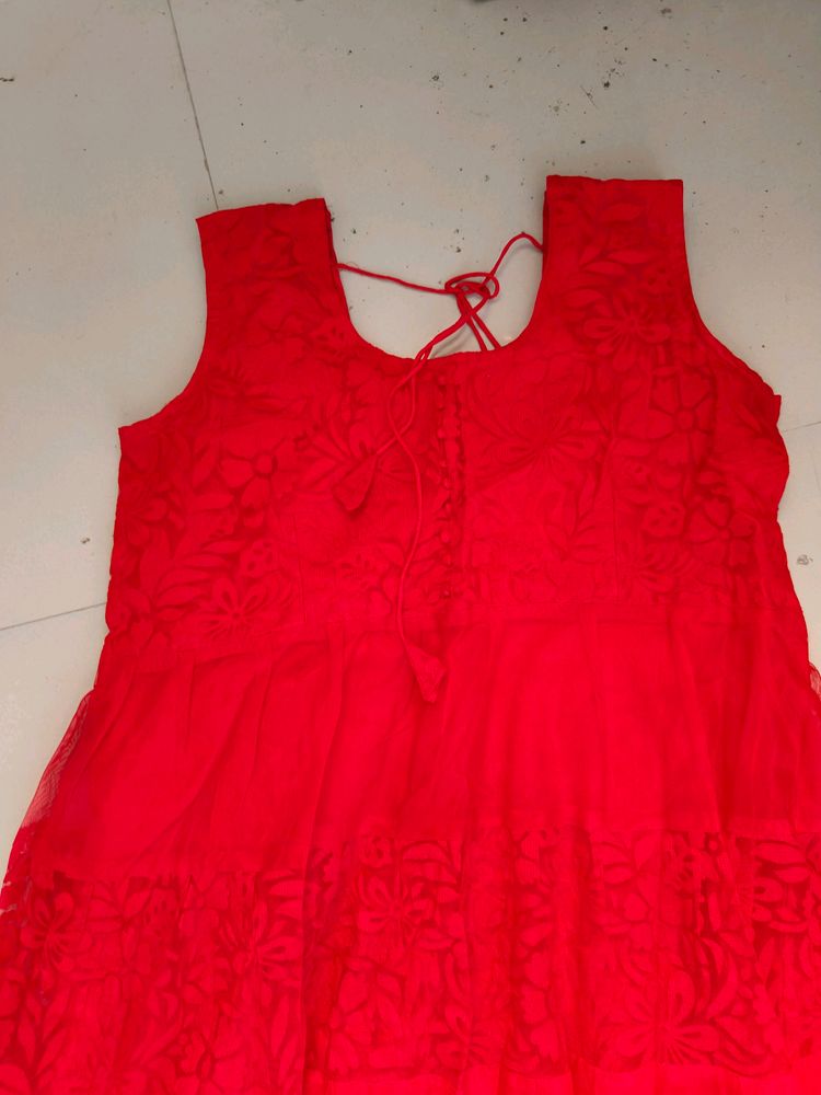 Red Aarkali Suit