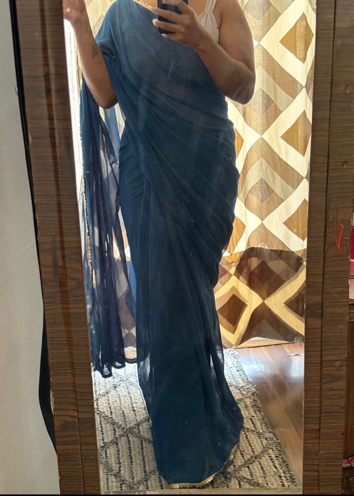 Elegant Teal Blue Saree