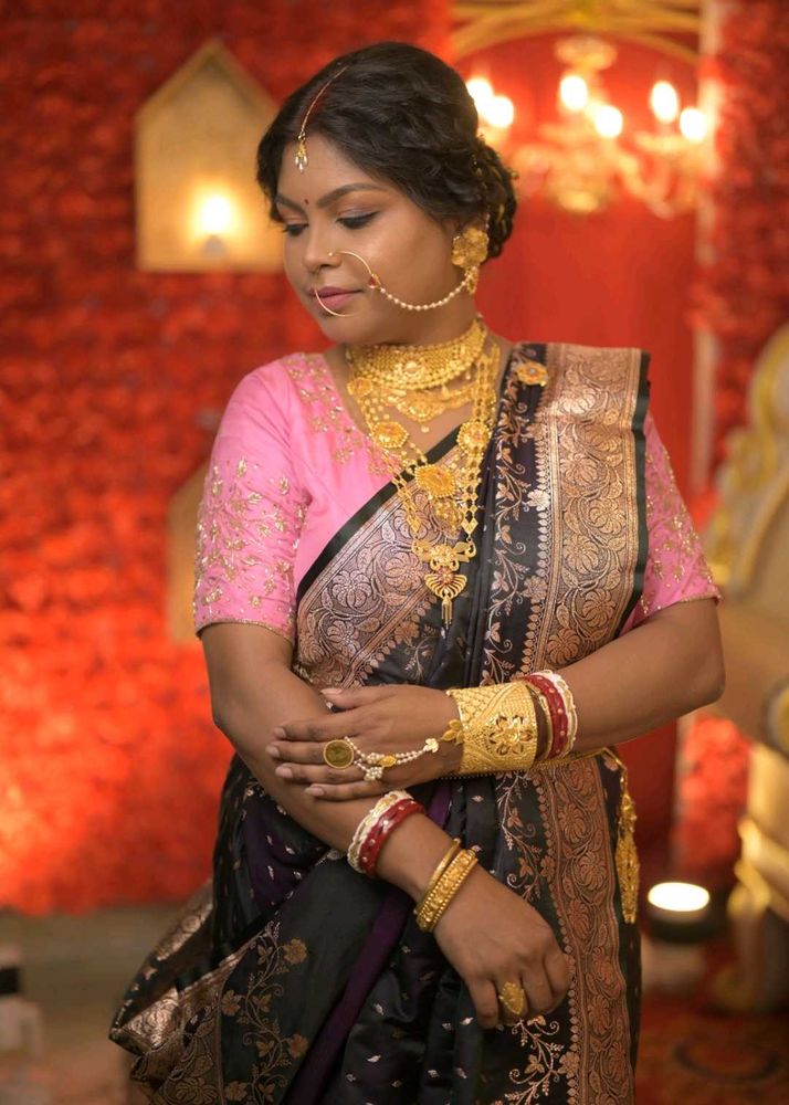 1 time used deep purple copper zari banarasi Saree